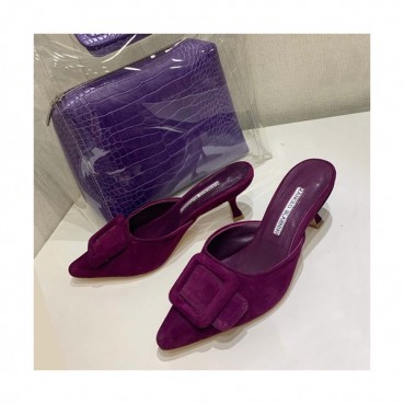 Monolo Blahnik 2019 Ladies Suede Middle Heel Slipper - 마놀로 블라닉 2019 여성용 스웨이드 미들힐 슬리퍼,MONS0018.Size(225 