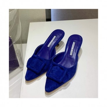Monolo Blahnik 2019 Ladies Suede Middle Heel Slipper - 마놀로 블라닉 2019 여성용 스웨이드 미들힐 슬리퍼,MONS0017.Size(225 