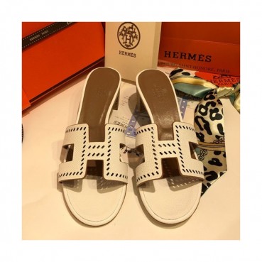 Hermes 2019 Ladies Oasis Leather Middle Heel Slipper - 에르메스 2019 여성용 오아시스 레더 미들힐 슬리퍼 HERS0041,Size(225 