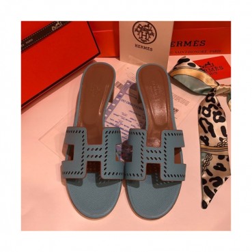 Hermes 2019 Ladies Oasis Leather Middle Heel Slipper - 에르메스 2019 여성용 오아시스 레더 미들힐 슬리퍼 HERS0034,Size(225 
