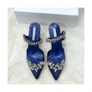 Monolo Blahnik 2019 Ladies Silk Middle Heel Slipper - 마놀로 블라닉 2019 여성용 실크 미들힐 슬리퍼,MONS0015.Size(225 
