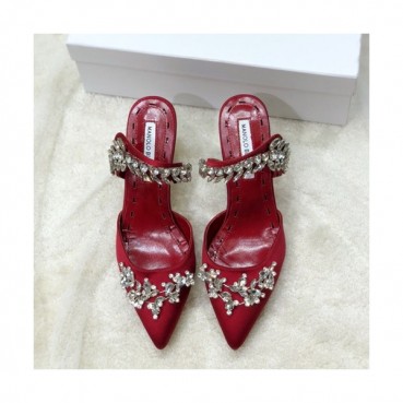 Monolo Blahnik 2019 Ladies Silk Middle Heel Slipper - 마놀로 블라닉 2019 여성용 실크 미들힐 슬리퍼,MONS0013.Size(225 