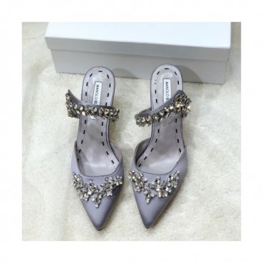 Monolo Blahnik 2019 Ladies Silk Middle Heel Slipper - 마놀로 블라닉 2019 여성용 실크 미들힐 슬리퍼,MONS0012.Size(225 