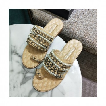 Chanel 2019 Ladies Leather Slipper - 샤넬 2019 여성용 레더 슬리퍼 CHAS0129.Size(225 