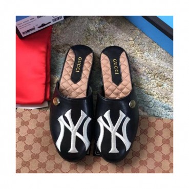 Gucci 2019 Ladies Yankees GG Steel Logo Slipper - 구찌 2019 여성용 양키스 GG 스틸 로고 슬리퍼 GUCS0057.Size(225 