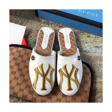 Gucci 2019 Ladies Yankees GG Steel Logo Slipper - 구찌 2019 여성용 양키스 GG 스틸 로고 슬리퍼 GUCS0056.Size(225 