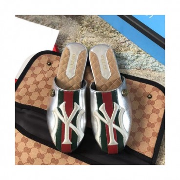 Gucci 2019 Ladies Yankees GG Steel Logo Slipper - 구찌 2019 여성용 양키스 GG 스틸 로고 슬리퍼 GUCS0055.Size(225 