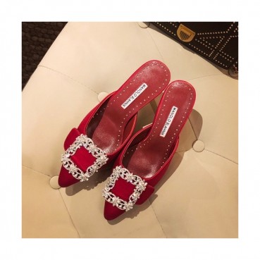 Monolo Blahnik 2019 Ladies Silk Middle Heel Slipper - 마놀로 블라닉 2019 여성용 실크 미들힐 슬리퍼,MONS0003.Size(220 