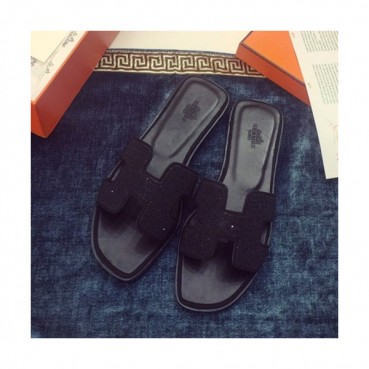 Hermes 2019 Ladies Classic Oasis Glitter Leather Slipper - 에르메스 2019 여성용 클래식 오아시스 글리터 레더 슬리퍼 HERS0004,Size(220 