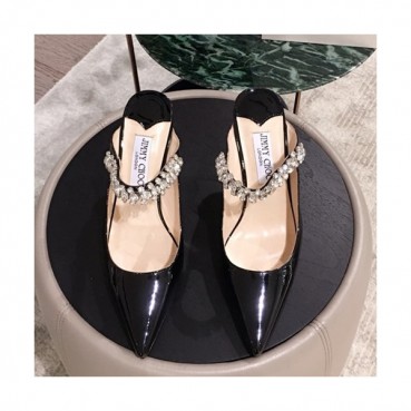 Jimmy-Choo 2019 Ladies Crystal Patent Strap Slipper High Heel 
