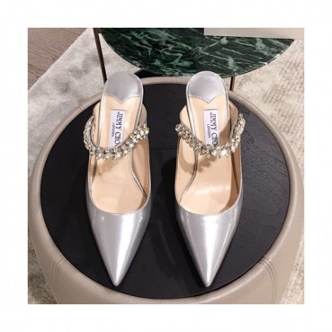 Jimmy-Choo 2019 Ladies Crystal Patent Strap Slipper High Heel 