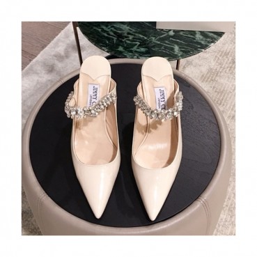 Jimmy-Choo 2019 Ladies Crystal Patent Strap Slipper High Heel 