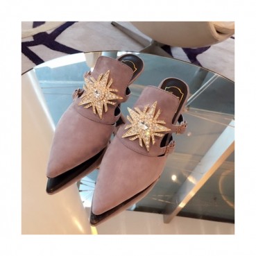 Roger Vivier 2019 Ladies Leather Middle-heel Slipper 