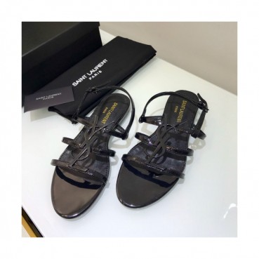 Saint Laurent 2019 Womens Metal Logo Strap Sandal - 입생로랑 2019 여성용 메탈로고 스트랩 샌들 SLS0004.Size(220 