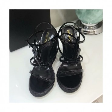 Saint Laurent 2019 Womens Metal Logo Strap Wedge Sandal - 입생로랑 2019 여성용 메탈로고 스트랩 웨지샌들 SLS0001.Size(220 