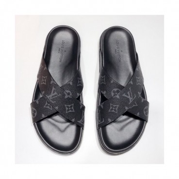 Louis Vuitton 2019 Mens Initial Logo Leather Slipper- 루이비통 남성 이니셜 로고 레더 슬리퍼 Lou01175x.Size(240 