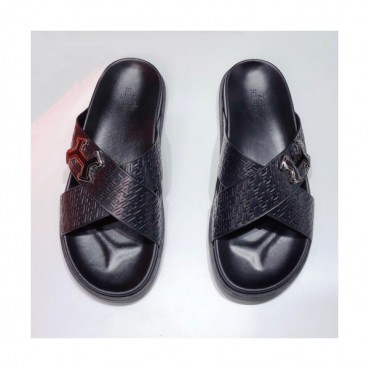 Hermes 2019 Mens Classic Logo Leather Slipper - 에르메스 남성 로고 클래식 레더 슬리퍼 Her0297x.Size(240 