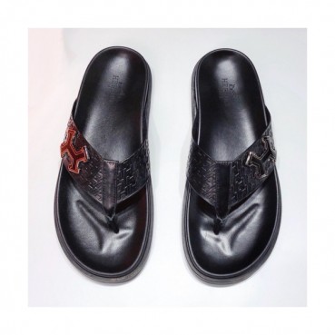 Hermes 2019 Mens Classic Logo Leather Flip-flap 