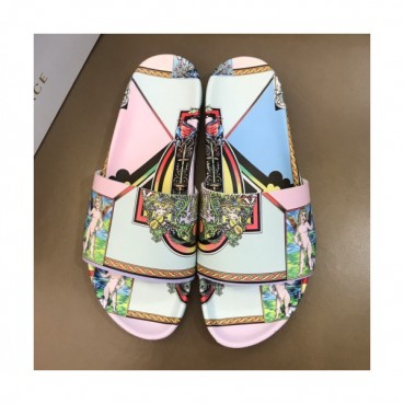 Versace 2019 Mens Signature Graffity Leather Slipper - 베르사체 남성 시그니처 그래피티 레더 슬리퍼 Ver0262x.Size(240 
