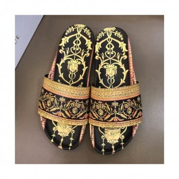 Versace 2019 Mens Signature Graffity Leather Slipper - 베르사체 남성 시그니처 그래피티 레더 슬리퍼 Ver0260x.Size(240 