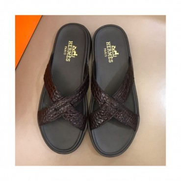 Hermes 2019 Mens Classic Leather Slipper - 에르메스 남성 클래식 레더 발가락 슬리퍼 Her02x.Size(240 