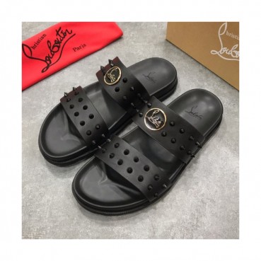 Christian Louboutin 2019 Mens Stud Logo Leather Slipper -  크리스챤 루부탱 남성 스터드 로고 레더 슬리퍼 Btin07x.Size(240 