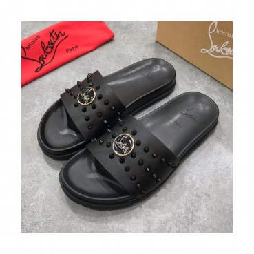 Christian Louboutin 2019 Mens Stud Logo Leather Slipper -  크리스챤 루부탱 남성 스터드 로고 레더 슬리퍼 Btin06x.Size(240 