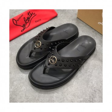 Christian Louboutin 2019 Mens Logo Leather Flip-flap 