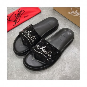 Christian Louboutin 2019 Mens Strass Logo Leather Slipper -  크리스챤 루부탱 남성 스트라스 로고 레더 슬리퍼 Btin03x.Size(240 