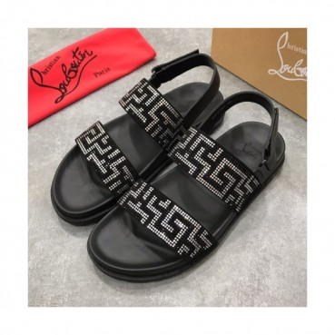 Christian Louboutin 2019 Mens Strass Logo Leather Velcro Sandal - 크리스챤 루부탱 남성 스트라스 로고 레더 벨크로 샌들 Btin01x.Size(240 