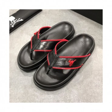 Giuseppe Zanoti 2019 Mens Logo Leather Flip-flap 