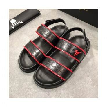 Giuseppe Zanoti 2019 Mens Logo Leather Slipper - 쥬세페자노티 남성 로고 레더 슬리퍼 Giu0041x.Size(240 