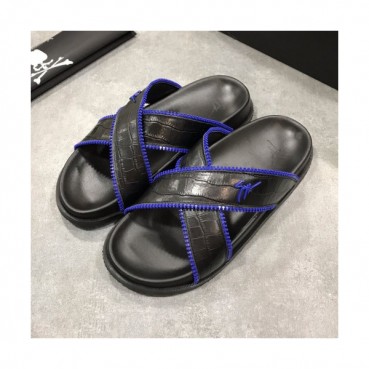 Giuseppe Zanoti 2019 Mens Logo Leather Slipper - 쥬세페자노티 남성 로고 레더 슬리퍼 Giu0040x.Size(240 