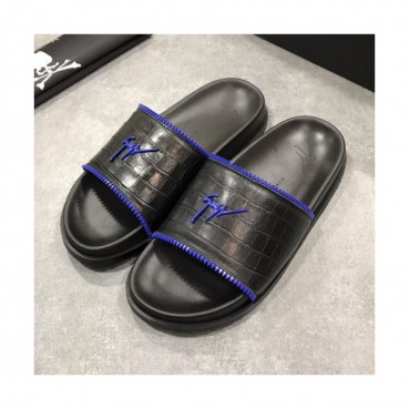 Giuseppe Zanoti 2019 Mens Logo Leather Slipper - 쥬세페자노티 남성 로고 레더 슬리퍼 Giu0039x.Size(240 