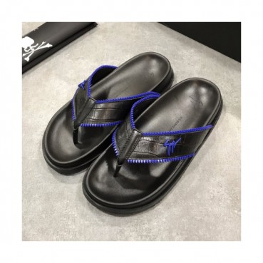 Giuseppe Zanoti 2019 Mens Logo Leather Flip-flap 