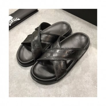Giuseppe Zanoti 2019 Mens Logo Leather Slipper - 쥬세페자노티 남성 로고 레더 슬리퍼 Giu0035x.Size(240 