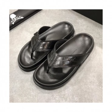 Giuseppe Zanoti 2019 Mens Logo Leather Flip-flap 