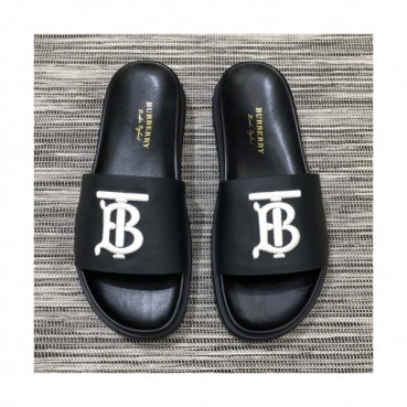 Burberry 2019 Mens Embroidery Logo Leather Slipper - 버버리 남성 자수 로고 레더 슬리퍼 Bur0824x.Size(240 