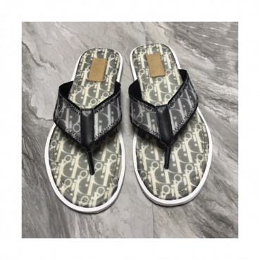 Dior 2019 Mens Initial Logo Leather Flip-flap 