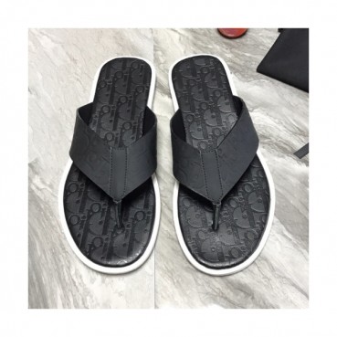 Dior 2019 Mens Initial Logo Leather Flip-flap 