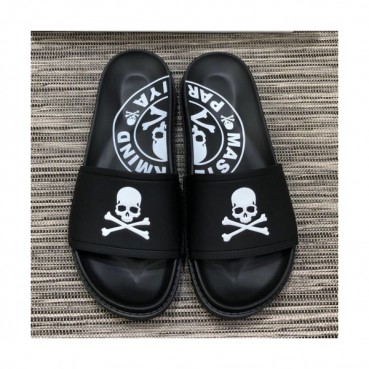 [트렌디]Mastermind 2019 Mens Skull Logo Leather Slipper - 마스터마인드 남성 스컬 로고 레더 슬리퍼 Mas0019x.Size(240 
