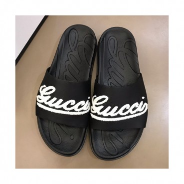 Gucci 2019 Mens Logo Leather Slipper - 구찌 남성 로고 벨크로 레더 슬리퍼 Guc01099x.Size(240 
