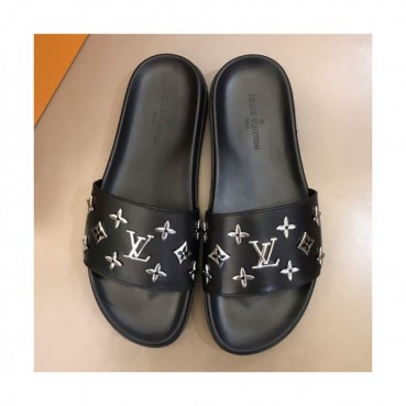 Louis Vuitton 2019 Mens Initial Metal Logo Leather Slipper - 루이비통 남성 이니셜 메탈 로고 레더 슬리퍼 Lou01039x.Size(240 