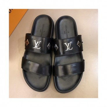 Louis Vuitton 2019 Mens Initial Metal Logo Leather Slipper - 루이비통 남성 이니셜 메탈 로고 레더 슬리퍼 Lou01037x.Size(240 