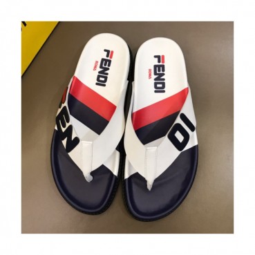 Fendi 2019 Mens Logo Leather Flip-flap 