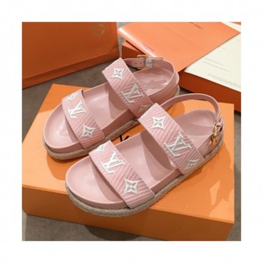 [트렌디]Louis Vuitton 2019 Womens Initial Embroidery Logo Strap Leather Sandal - 루이비통 여성 이니셜 자수 로고 스트랩 레더 샌달 Lou01006x.Size(225 