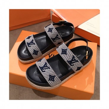 [트렌디]Louis Vuitton 2019 Womens Initial Embroidery Logo Strap Leather Sandal - 루이비통 여성 이니셜 자수 로고 스트랩 레더 샌달 Lou01004x.Size(225 