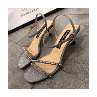 Sergio Rossi  2019 Ladies Strassy Glitter Silk Sandal- 세르지오 로시 여성 스트라스 글리터 실크 샌들 Ser0011x.Size(225 
