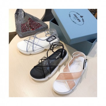 [트렌디]Prada 2019 Womens Cajual  Strap PVC Sandal - 프라다 여성 캐쥬얼 스트랩 PVC 샌달 Pra0563x.Size(225 