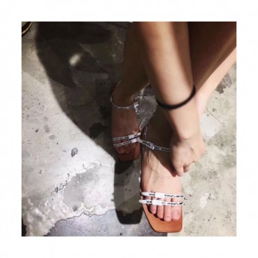 Jimmy-Choo x Off white 2019 Ladies Logo Elastik Strap Sandal 